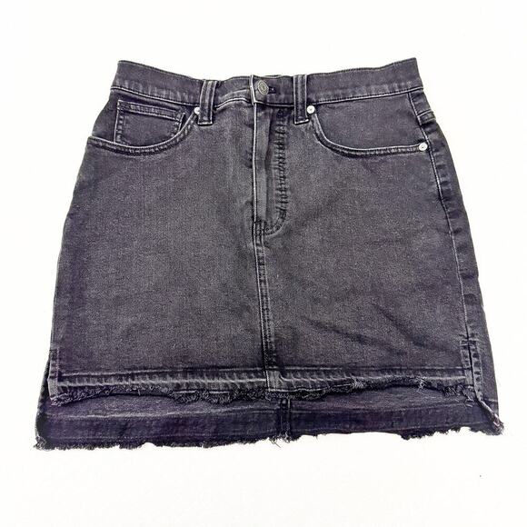 Madewell A-Line Raw Hem Straight Skirt Charcoal Denim Jean Wash Size 28 - Picture 1 of 4